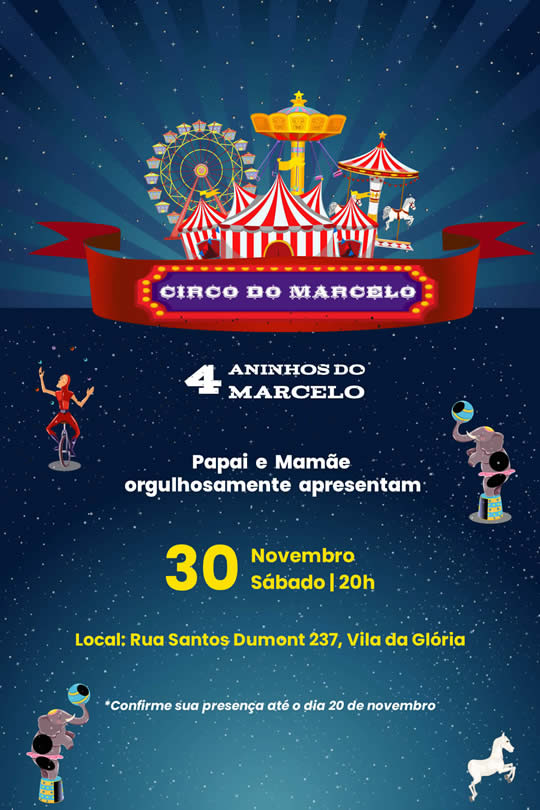 Convite Virtual Tema Circo
