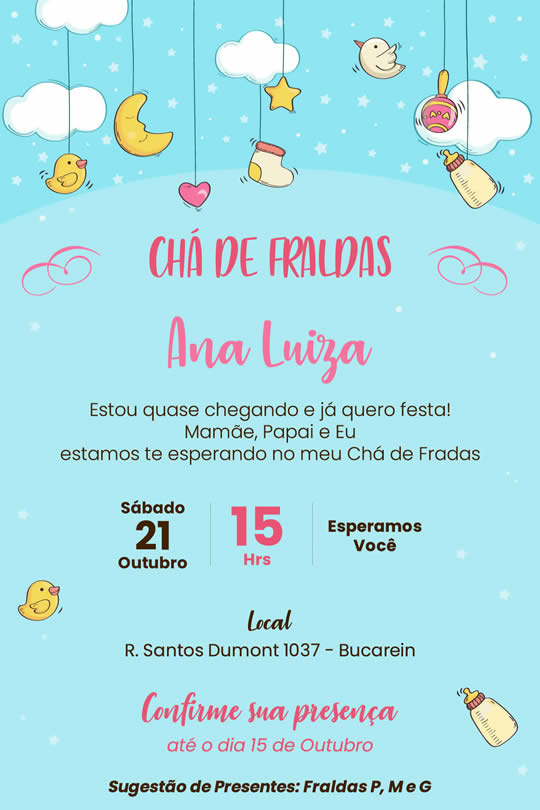 Convite Virtual Chá de Fraldas